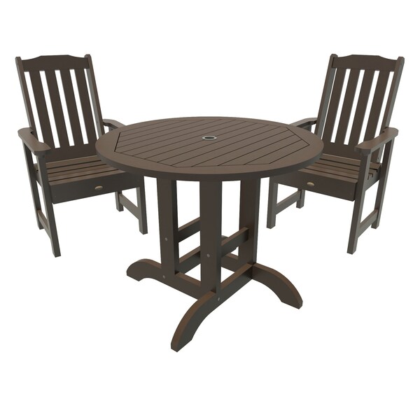Highwood Usa Lehigh 3pc Round Outdoor Patio Furniture Dining Set AD-DNL36-ACE - main